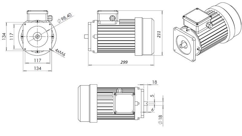 VERVANGMOTOR VOOR HYDRAULISCH AGGREGAT 380V 2.2kW