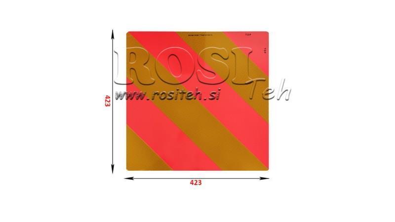 ALU WARNUNGSSCHILD FÜR FAHRZEUGE UND ANHÄNGER dim.423x423mm