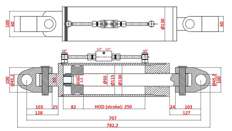 HIDRAULIKUS FŰGGESZTŐKAR SPECIAL - 4 KAT. 115/50-250 (180-380HP)(45,2mm)