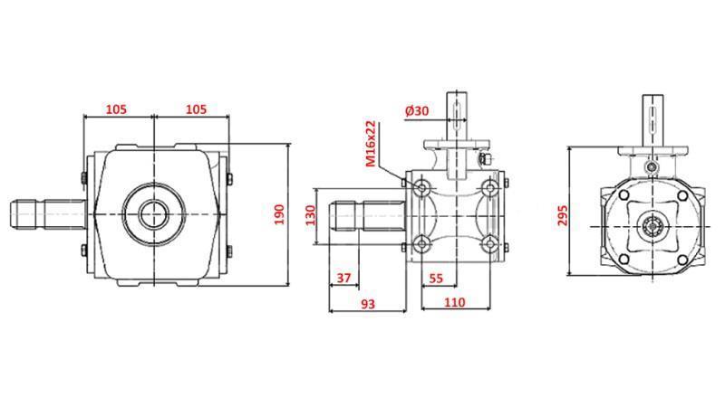 WINKELGETRIEBE 1:1,56 (56HP-43kW)