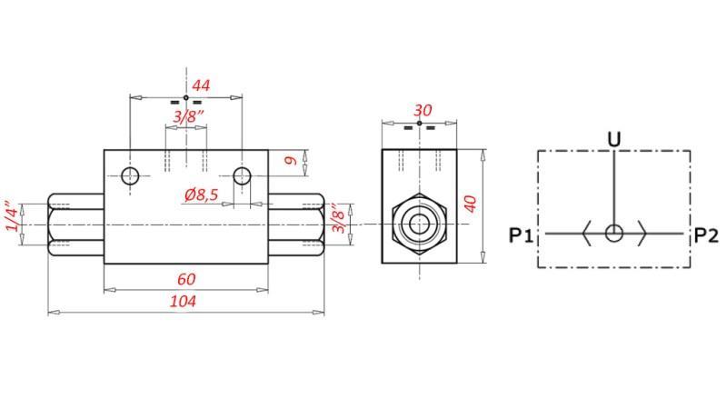 PRESSURE SWITCH VALVE 3/8 45 lit