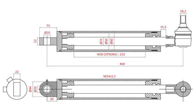 HIDRAULIKUS KORMÁNYHENGER FIAT-NEW HOLLAND OEM-5113093, 5113130, 5113131, 5123968, 5125260, 5140