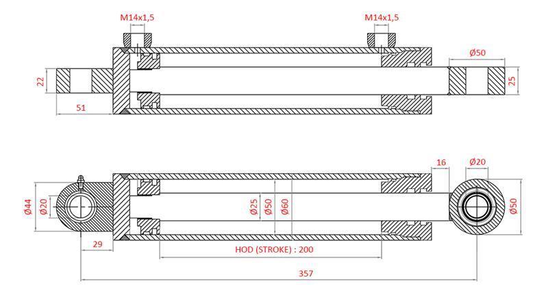 HYDRAULICKÝ ŘÍDÍCÍ CYLINDR FIAT-NEW HOLLAND OEM-5142046, 5142052, 5142054, 5143971, 5156717