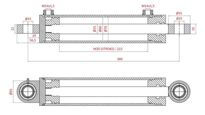 CILINDRO DE DIREÇÃO HIDRÁULICA FIAT-NEW HOLLAND OEM-5134221, 5144124, 5144126, 5143970, 5156718