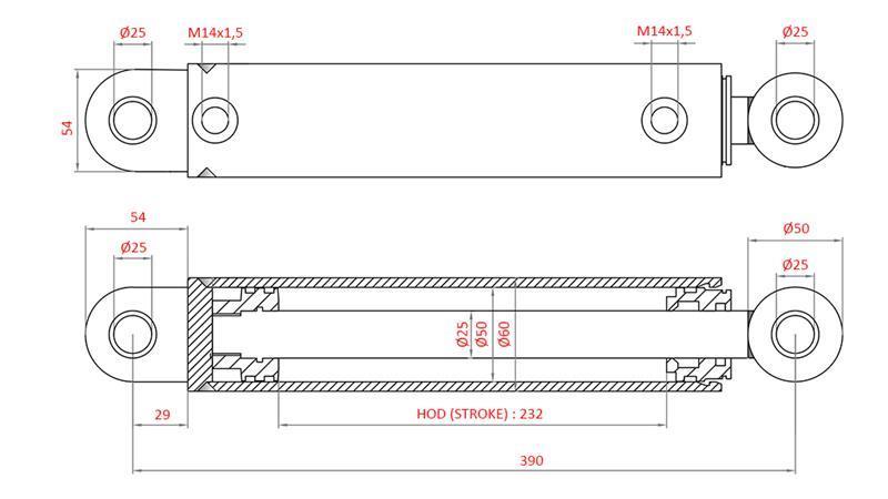 HYDRAULIC POWER STEERING CYLINDER FIAT-NEW HOLLAND OEM-5189887, 5165140, 5190908