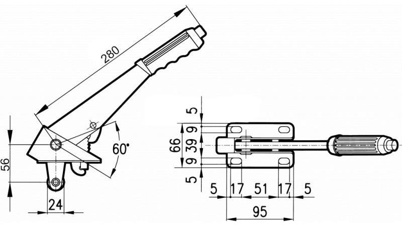 ŤAHANÁ PÁKA L280 S KLADKOU FI24mm