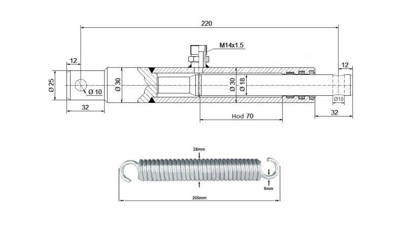 HYDRAULISK CYLINDER FÖR ÖPPNING AV FLAP 30/18-70