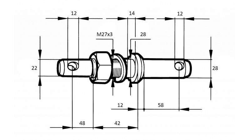 MONTAŽNI KLIN fi22/28mm SA NAVOJEM M27x3