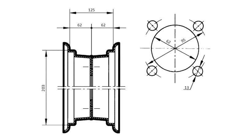 FELGE 5x8 (für Reife 16x6.5-8)