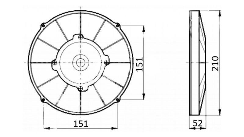 AXIAL LÜFTER - VENTILATOR 190 mm - ABLEITEND 12V