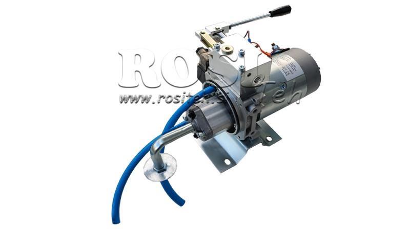 MINI HYDRAULIC POWER-PACK 12V DC - 1,6kW = 2,1cc - 8 lit - one way assembly (metal) with HAND PUMP