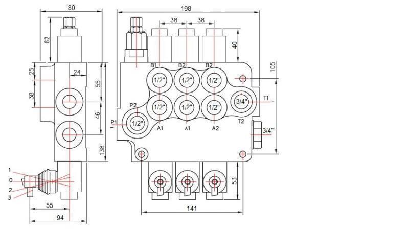 HYDRAULIKVENTIL 3xP80