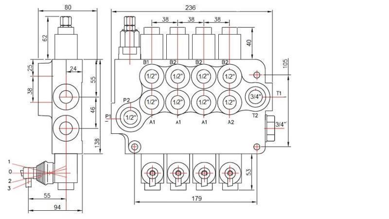 Hydraulikventil 4xP80