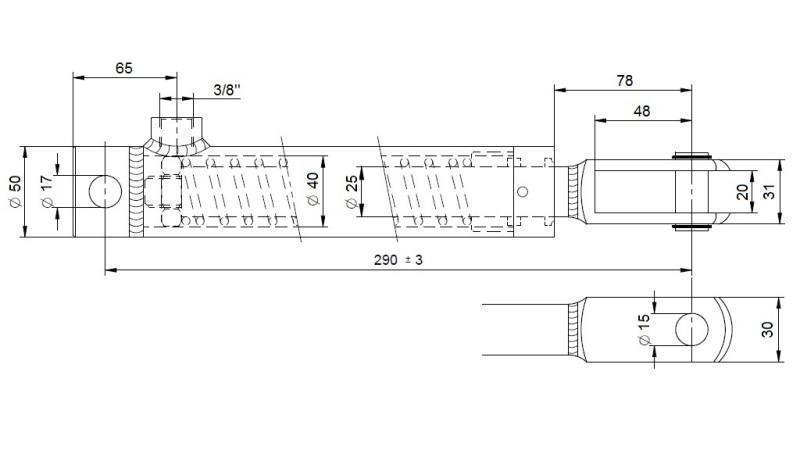 REM CYLINDER MET INTERNE VEER 25/70mm
