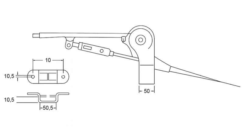 PULL LEVER FOR TRAILER HAND BRAKE SET WITH CABLE 2.3M