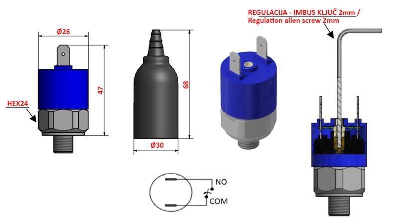 HYDRAULISK TRYCKBRYTARE K4 - NO 0.2-2.5 BAR (MAX. 25BAR)