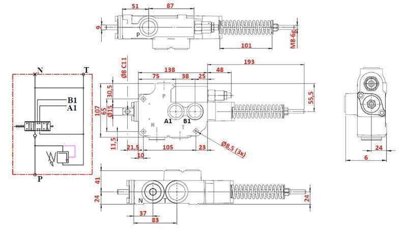 HIDRAULIKUS VEZÉRLŐTÖMB 1xP80 A7 ZS1/G KÉZI KAPÁLÓ