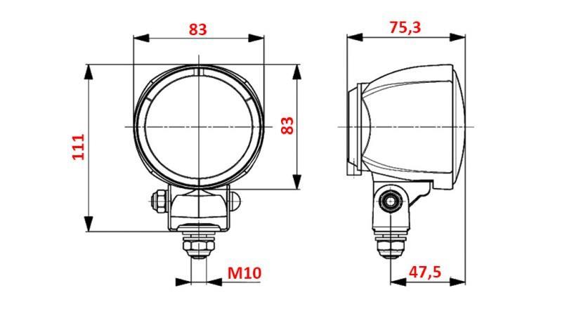 TRAKTOR ARBEITSLEUCHTE RUND H3 HELLA HALOGEN