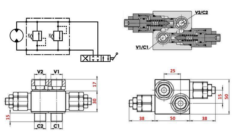 HYDRAULINEN PAINEEN SÄÄDIN 20-130 BAR HYDROMOOTTORILLE MM
