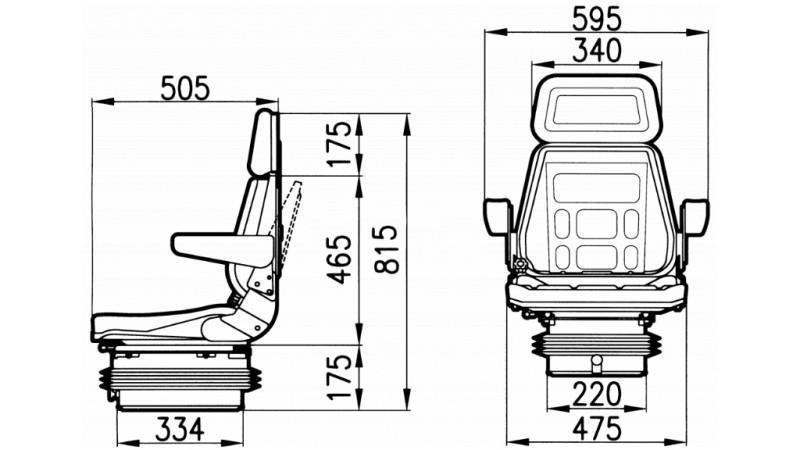 SEAT FOR TRACTOR WITH ARMREST - FABRIC