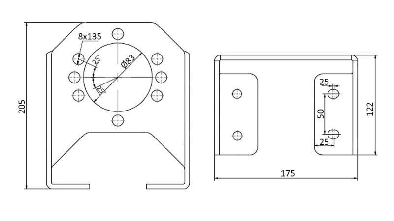 ANGULAR CARRIER FOR HYDRAULIC MOTOR MP+MR+MS