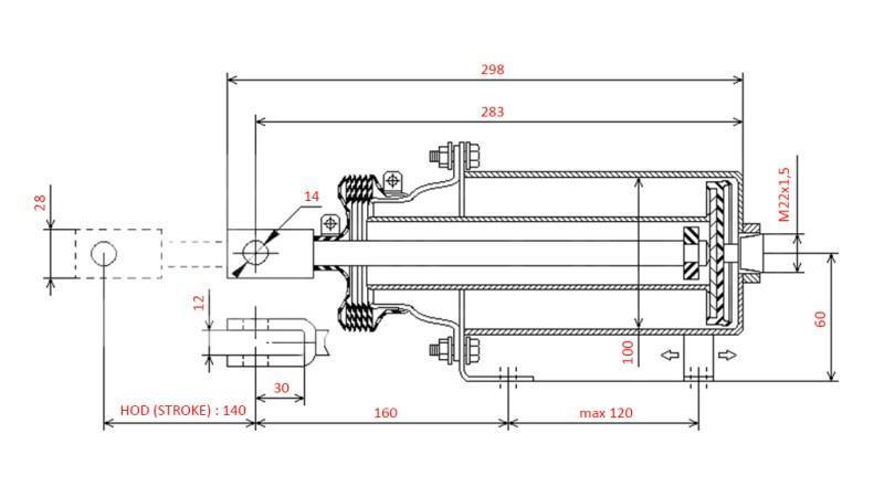 PNEUMATIKZYLINDER MIT MEMBRANE - 100 mm