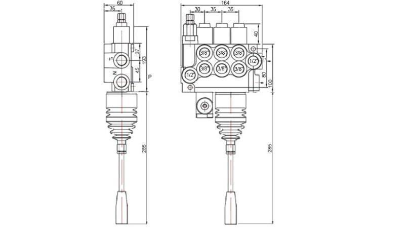 HYDRAULICKÝ VENTIL 3xP40 + JOYSTICK