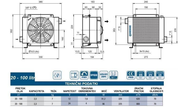 ОХЛАДИТЕЛ ЗА МАСЛО DC 12V HY01802 20-100 ЛИТРА