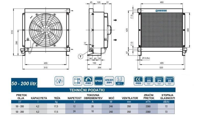 OIL COOLER DC 12V HY05702 50-200 LIT