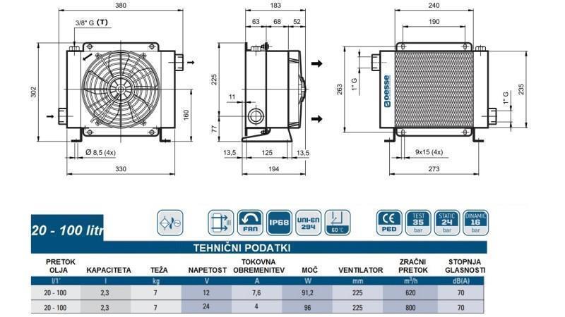 OIL HEAT EXCHANGER DC 24V HY01804 20-100 LIT