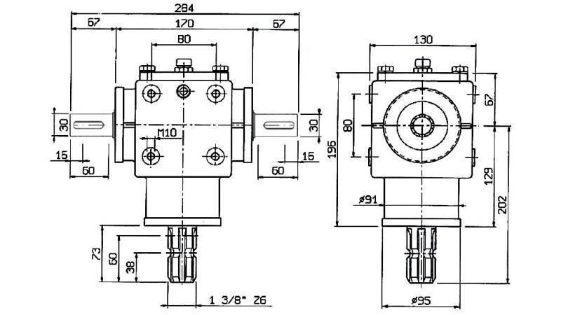 PRZEKŁADNIA KĄTOWA PTO-R20T 1:2 (25HP-18kW)