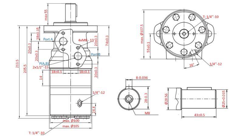 HYDRAULIKÖLMOTOR B/MR 80 - MIT BREMSE