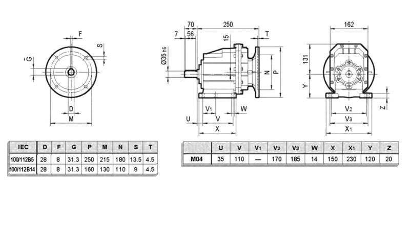 ERC04 REDUKTOR MS100 (2,2-3-4kW) ELEKTROMOTORNAK SZORZÁS 24:1