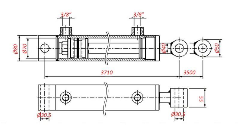 CILINDRO IDRAULICO PER IL AUTOTRAINO - HOLE 70/40-3500