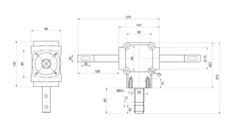 SZÖG HAJTÁS KETTES TENGELY 1:1,14 (16,5HP-12kW)