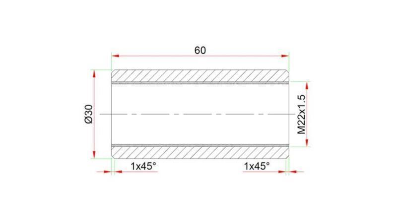 CONNESSIONE DI SALDATURA 30x60 PER SUFFISSO M22x1,5