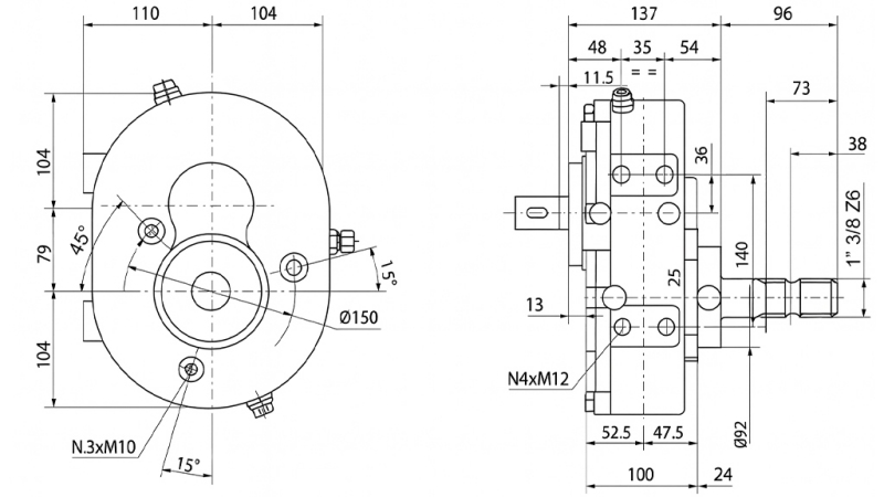 GEARBOX INVERSION A-3A 1:1 (30HP-22.1KW)