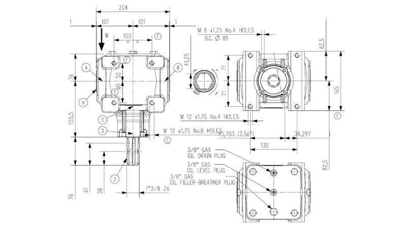 KOTNI REDUKTOR TB-27J 1,46:1 (40HP-29,4kW)