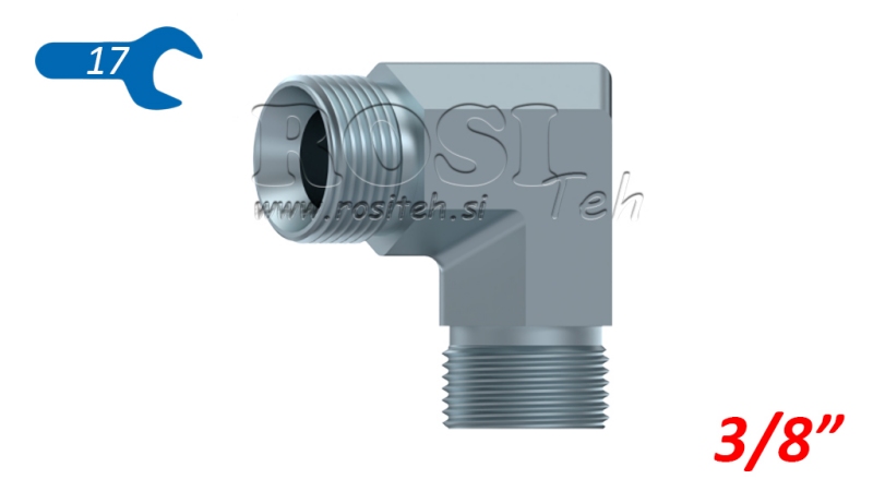 COUDE HYDRAULIQUE 90° BSP COURT MALE-MALE 3/8