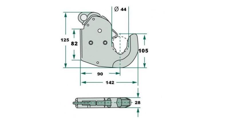 LOWER HITCH POINT - BOTTOM AUTOMATIC HOOK CAT.1 ECO