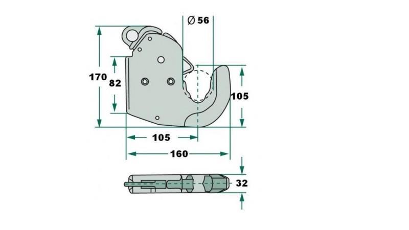 AUTOMATSKI KUKA ZA HIDRAULIKU TRAKTORA CAT.2S ECO - dimenzije