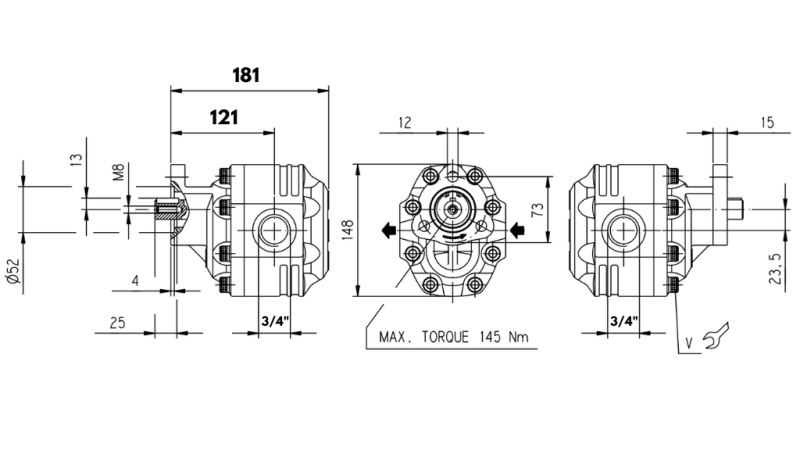 HYDRAULISK GJERDINGSPUMP REVERSIBEL 40CC CASAPPA