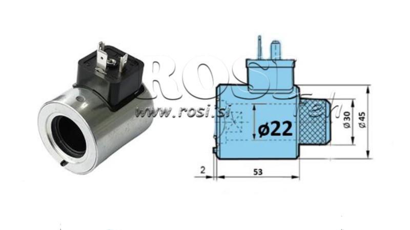 BOBINA ELETTROMAGNETICA 230V AC PER VALVOLA CETOP - fi 22mm-53mm 29W