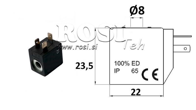 ELEKTRO MÁGNESES TEKERECS 24VDC SZELEPNEK - fi 8mm-23,5mm 2,8W