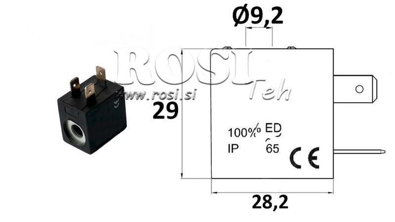 ELEKTROMÁGNESES TEKERCS 12VDC SZELEPHEZ - fi 19.2mm-29mm 3W