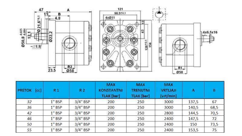 HYDRAULIC PUMP GR.3 36 CC LEFT - THREAD