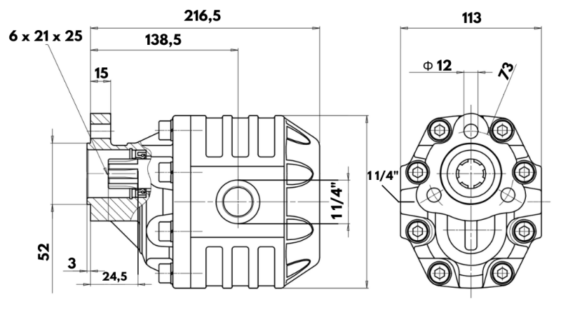 HYDRAULISCHE GRIJZELIJKE POMP UNI40-133CC-190 BAR LINKS