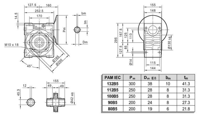 PMRV-110 ELEKTROMOTOR HAJTÓMÜHÁZ MS132 (5,5-7,5kW) SZORSZÁS 7,5:1