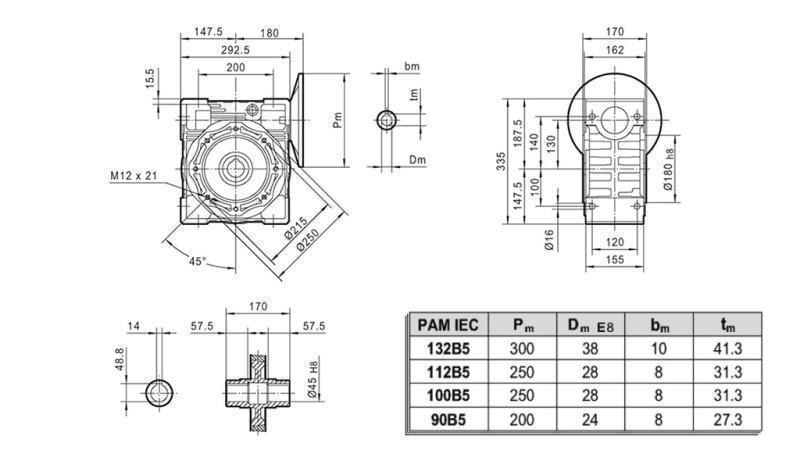 PMRV-130 ELEKTROMOTOR HAJTÓMÜHÁZ MS100 (4kW) SZORSZÁS 40:1