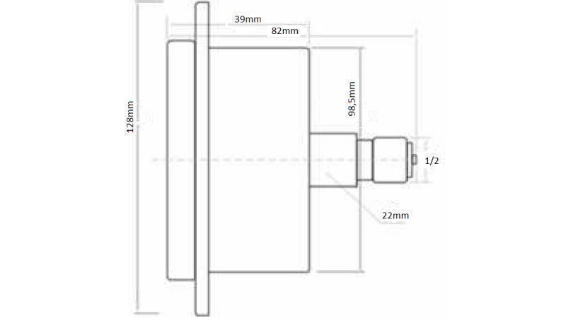 MANOMETRO DN100 POSTERIORE 0 - 4 BAR - 1/2-dimensioni